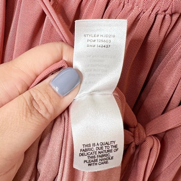 Lulu’s Mesmerized By Love Rusty Rose Mesh Lace Up Bridesmaid Maxi Dress Sz M - Picture 10 of 13